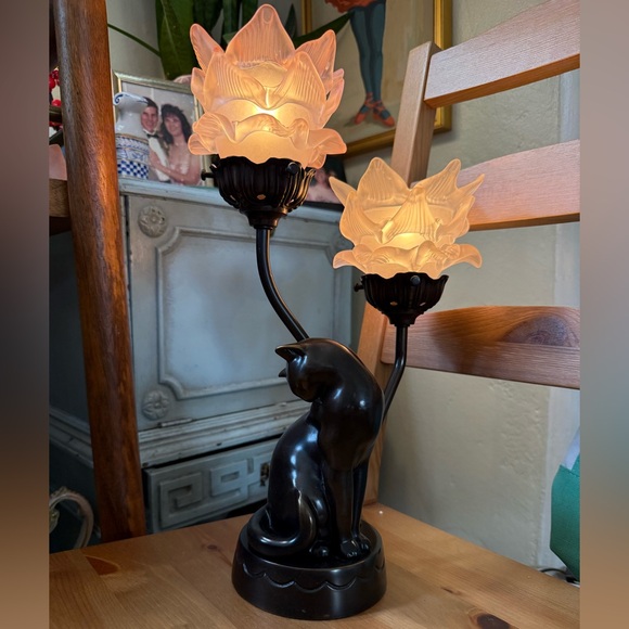 Vintage JB Hirsch bronze cat lamp - Picture 3 of 10